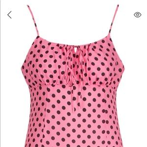Boohoo Pink Polka Dot tie front with slit Sz4
